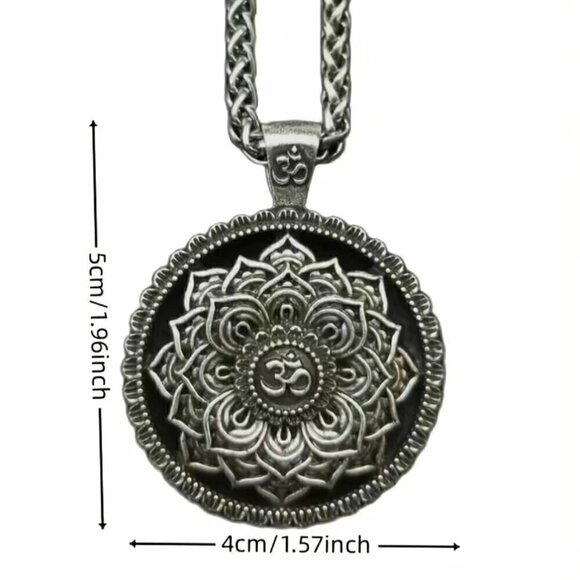 Yoga Meditation Om/Aum Symbol Necklace #1117 – Heavyweight Pendant & Chain - Picture 5 of 13